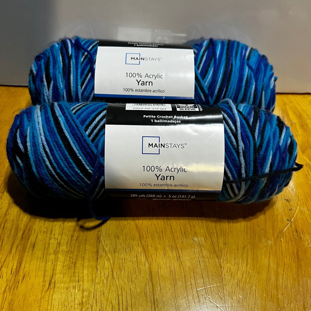 Mainstays 5oz Acrylic Yarn 2 Skeins Blue Blend Worsted Medium 4 MS14100108678C4